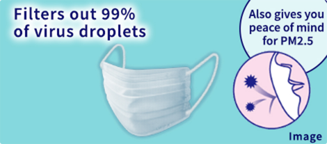 Filters out 99% of virus droplets Also gives you peace of mind for PM2.5 Image
