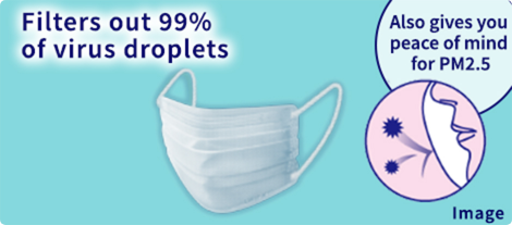 Filters out 99% of virus droplets Also gives you peace of mind for PM2.5 Image