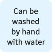 Can be washed  by hand with water
